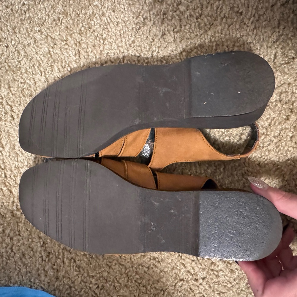 Andre Assous Tan Suede Sandals with Buckle - Picture 5 of 5